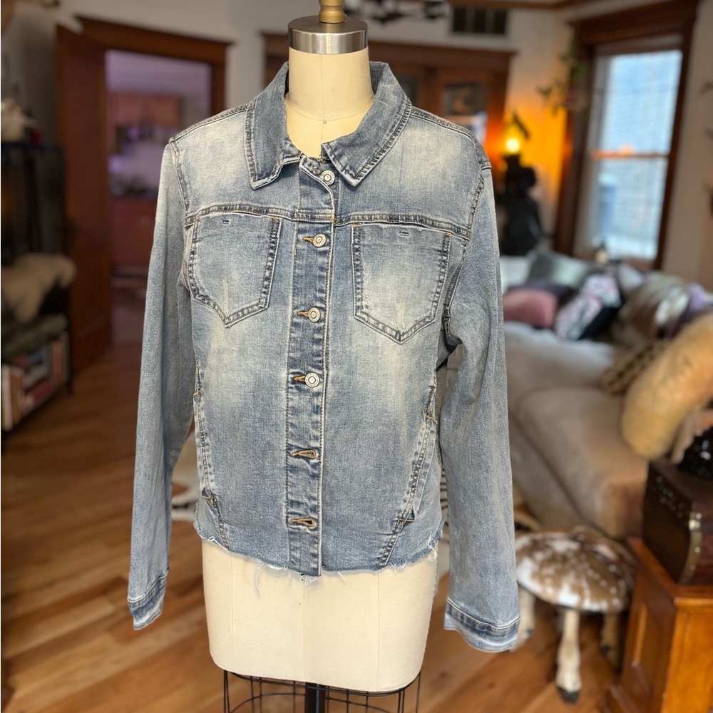 Kensie Light Blue Gray Denim Jacket